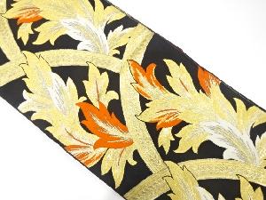 アンティーク　変わり青海波に草葉模様織り出し袋帯(材料)